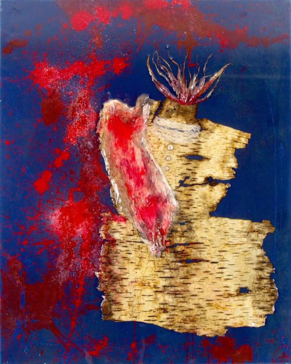 Abstract art painting: BLOOD COUTURE  80 x 100 CM, epoxy resin art.